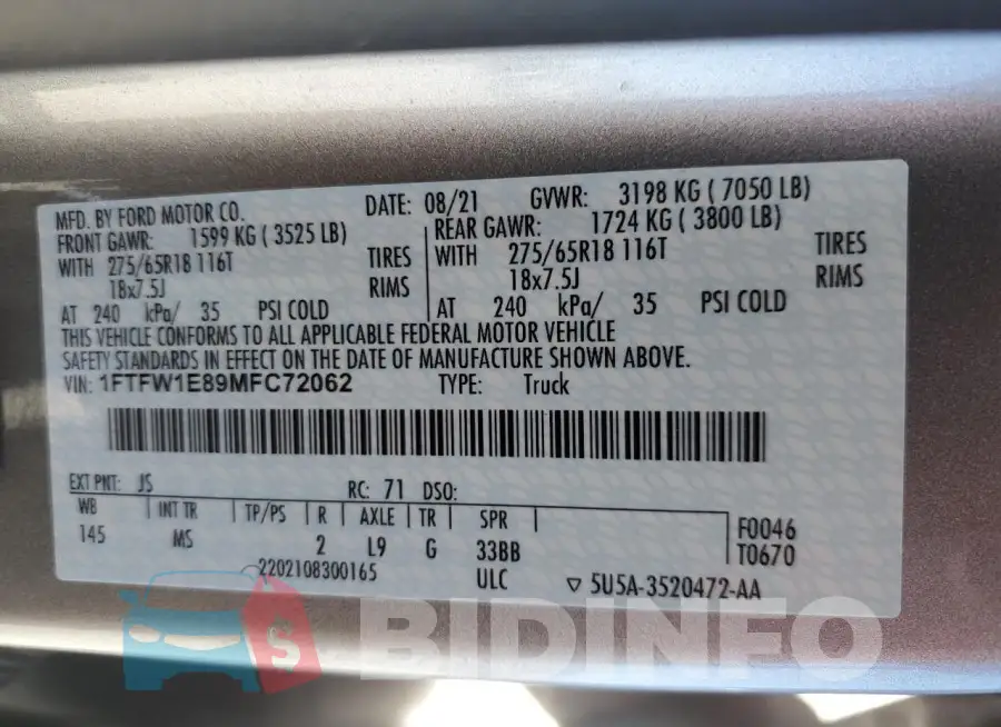 1FTFW1E89MFC72062 Photo# 12