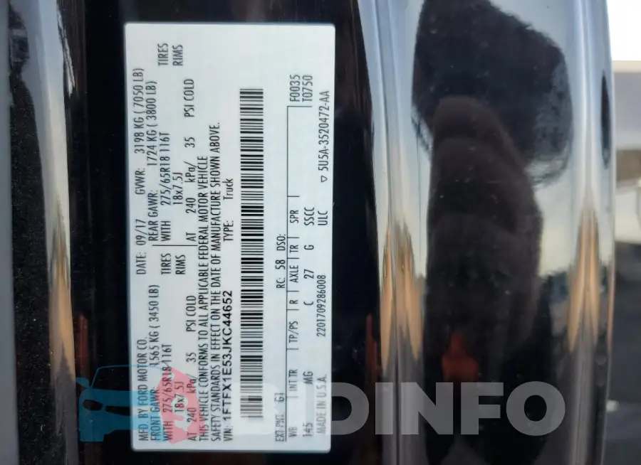 1FTFX1E53JKC44652 Photo# 12