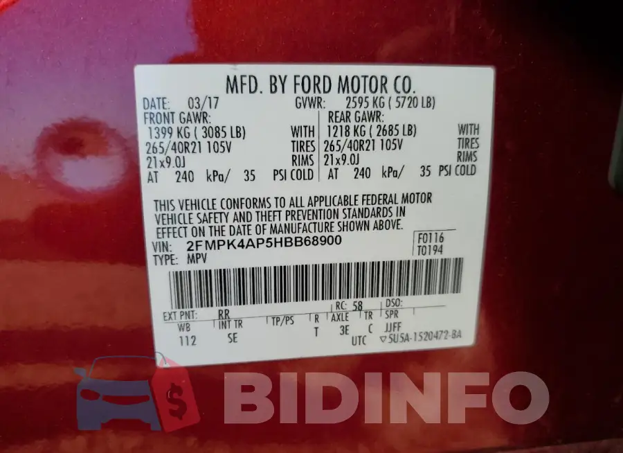 2FMPK4AP5HBB68900 Photo# 12