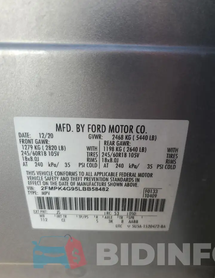 2FMPK4G95LBB58482 Photo# 13