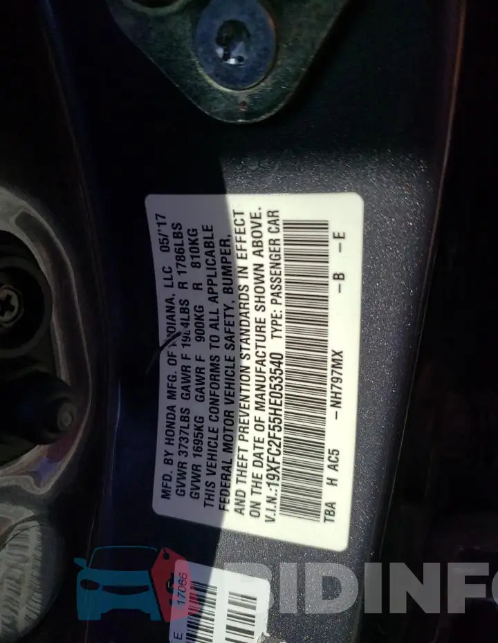 19XFC2F55HE053540 Photo# 12