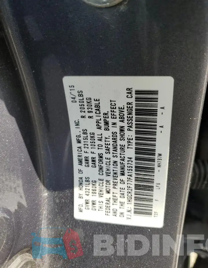 1HGCR2F77FA155734 Photo# 12