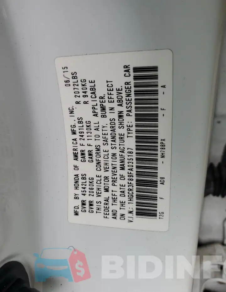 1HGCR3F89FA035187 Photo# 12