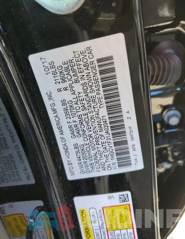 1HGCV1F31JA020471 Photo# 12