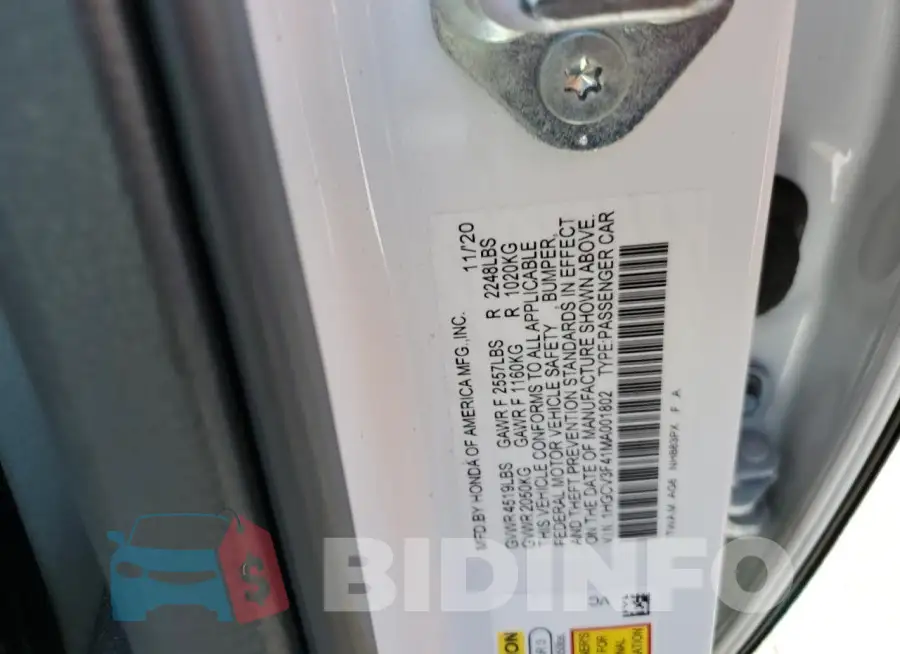 1HGCV3F41MA001802 Photo# 12