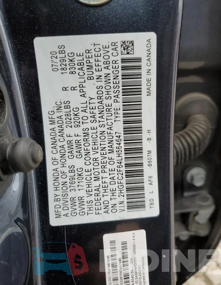 2HGFC2F64LH564647 Photo# 12