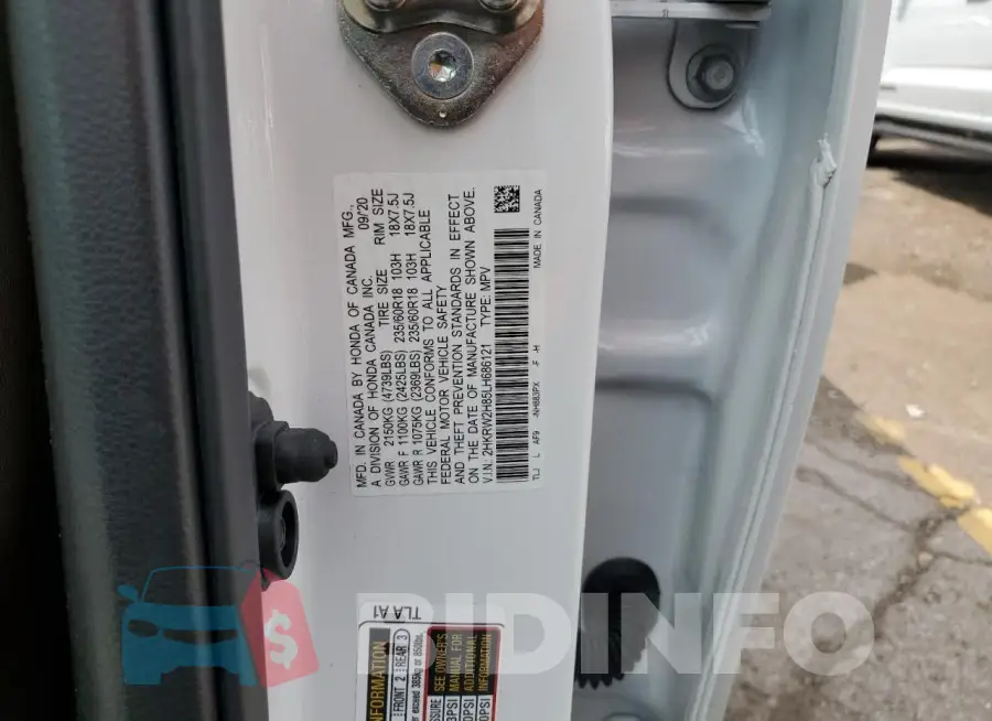 2HKRW2H85LH686121 Photo# 13
