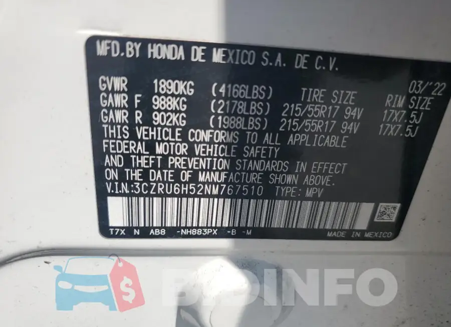 3CZRU6H52NM767510 Photo# 14