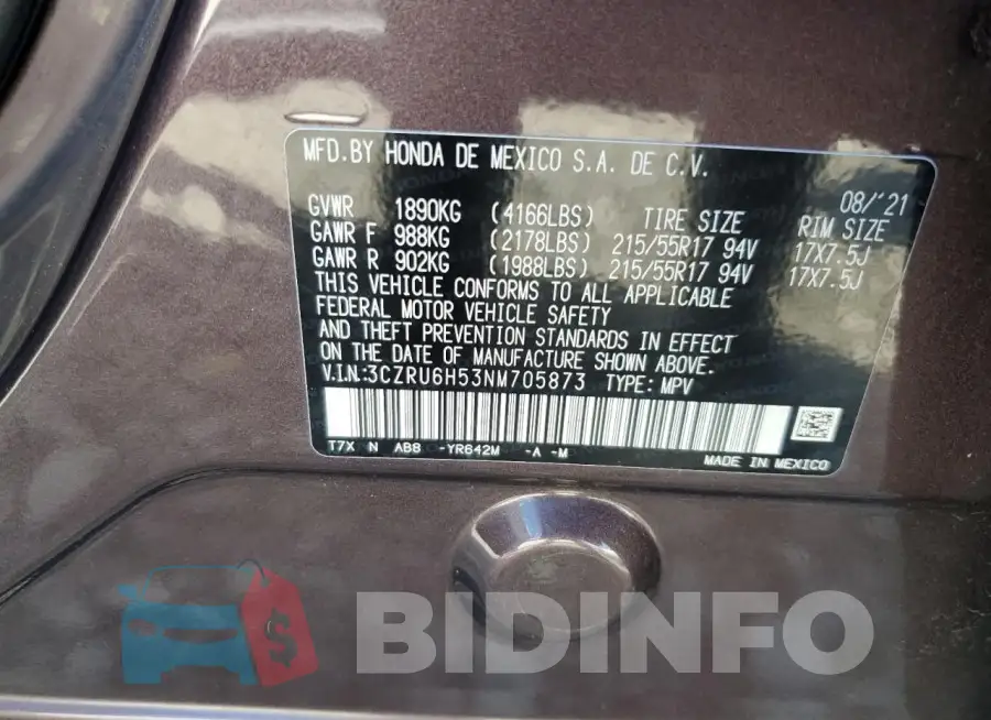 3CZRU6H53NM705873 Photo# 13