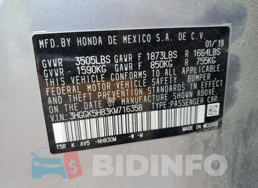 3HGGK5H83KM716358 Photo# 13