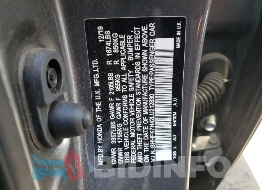 SHHFK7H42LU212830 Photo# 12