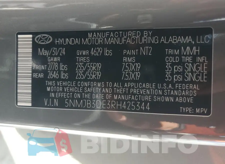 5NMJB3DE3RH425344 Photo# 14