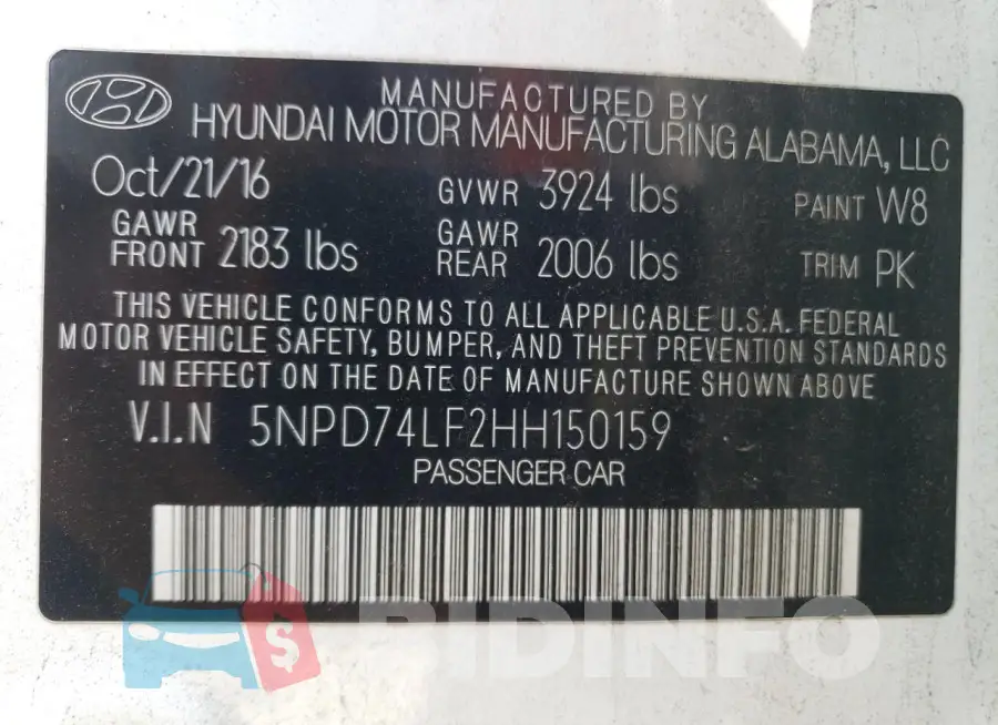 5NPD74LF2HH150159 Photo# 12