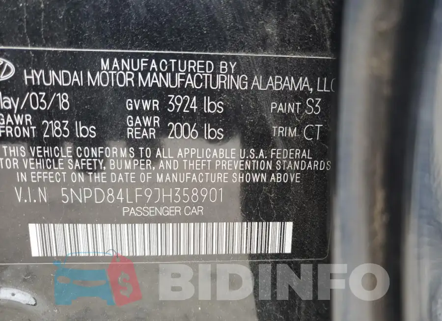 5NPD84LF9JH358901 Photo# 13