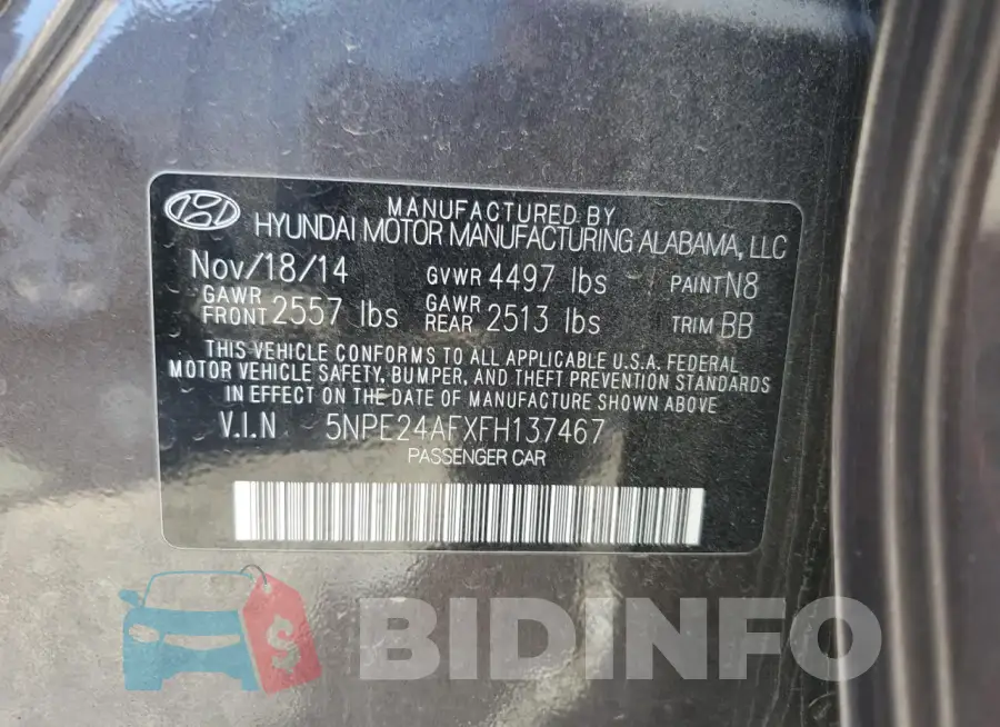 5NPE24AFXFH137467 Photo# 12