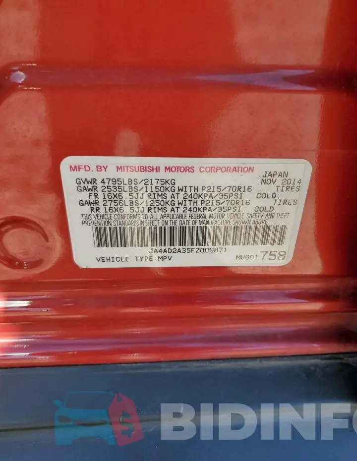 JA4AD2A35FZ009871 Photo# 13