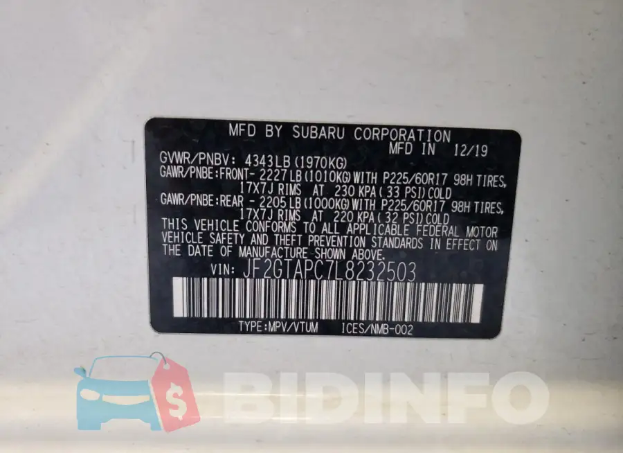 JF2GTAPC7L8232503 Photo# 13