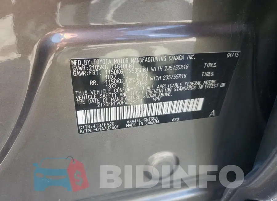 2T3DFREV0FW328211 Photo# 13