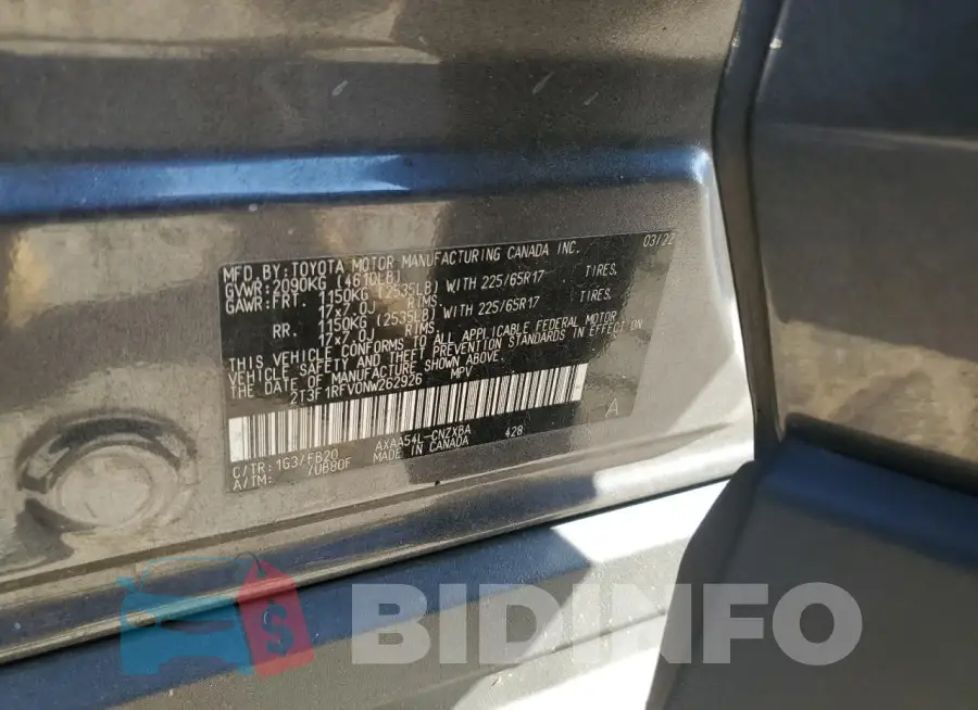 2T3F1RFV0NW262926 Photo# 14