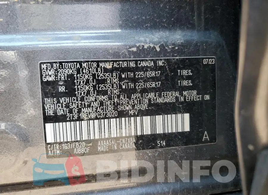 2T3F1RFV8PC373020 Photo# 14