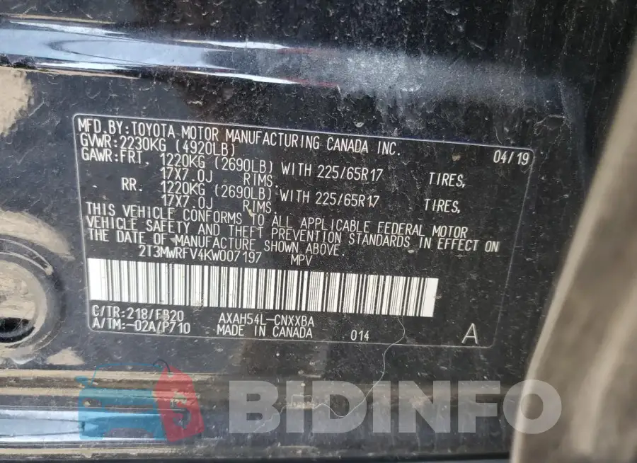2T3MWRFV4KW007197 Photo# 13