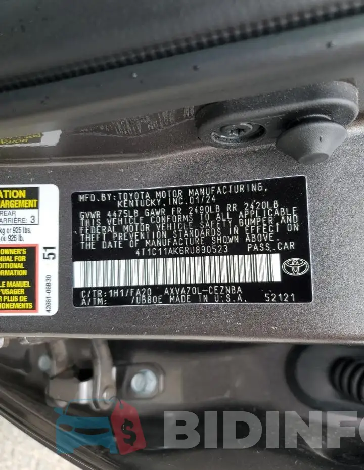 4T1C11AK6RU890523 Photo# 13