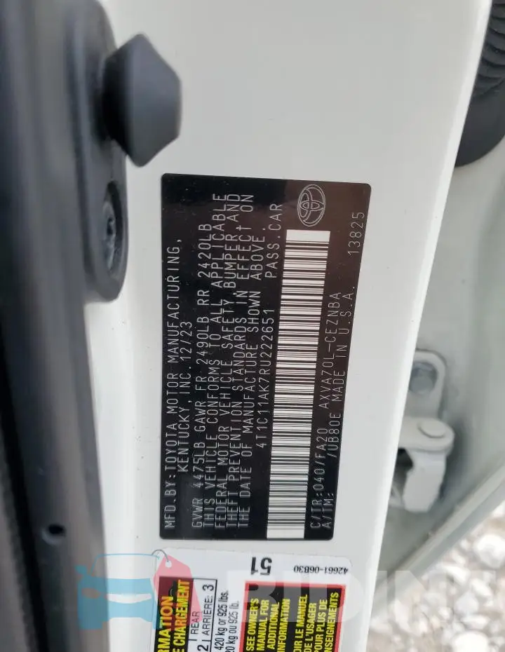 4T1C11AK7RU222651 Photo# 13