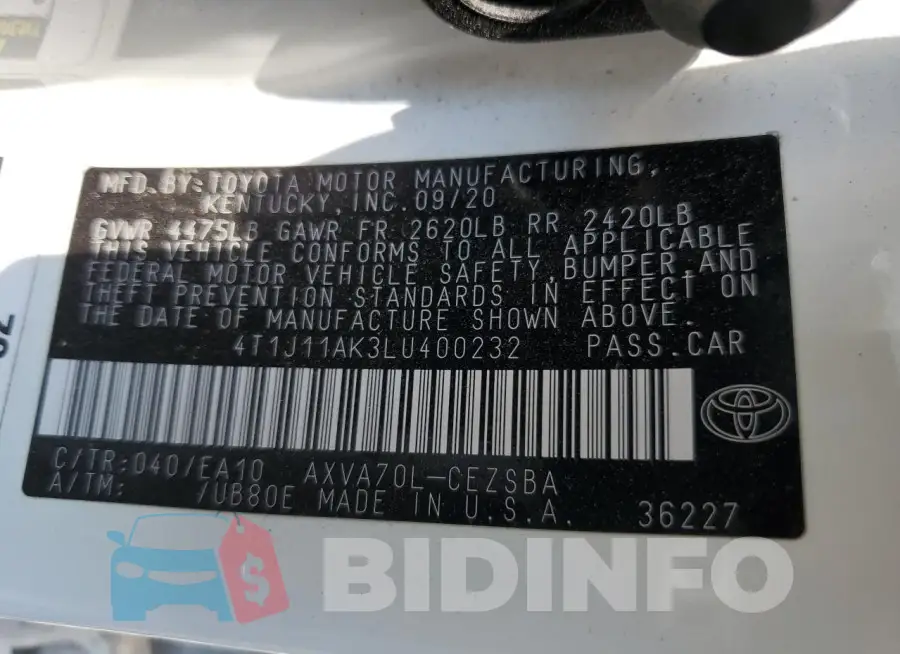 4T1J11AK3LU400232 Photo# 12
