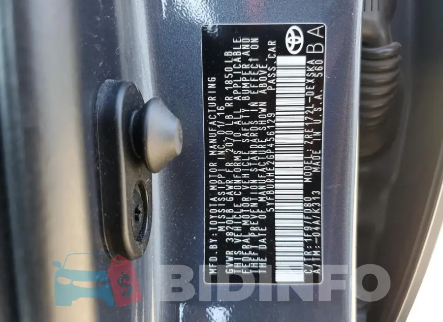 5YFBURHE2GP456129 Photo# 12