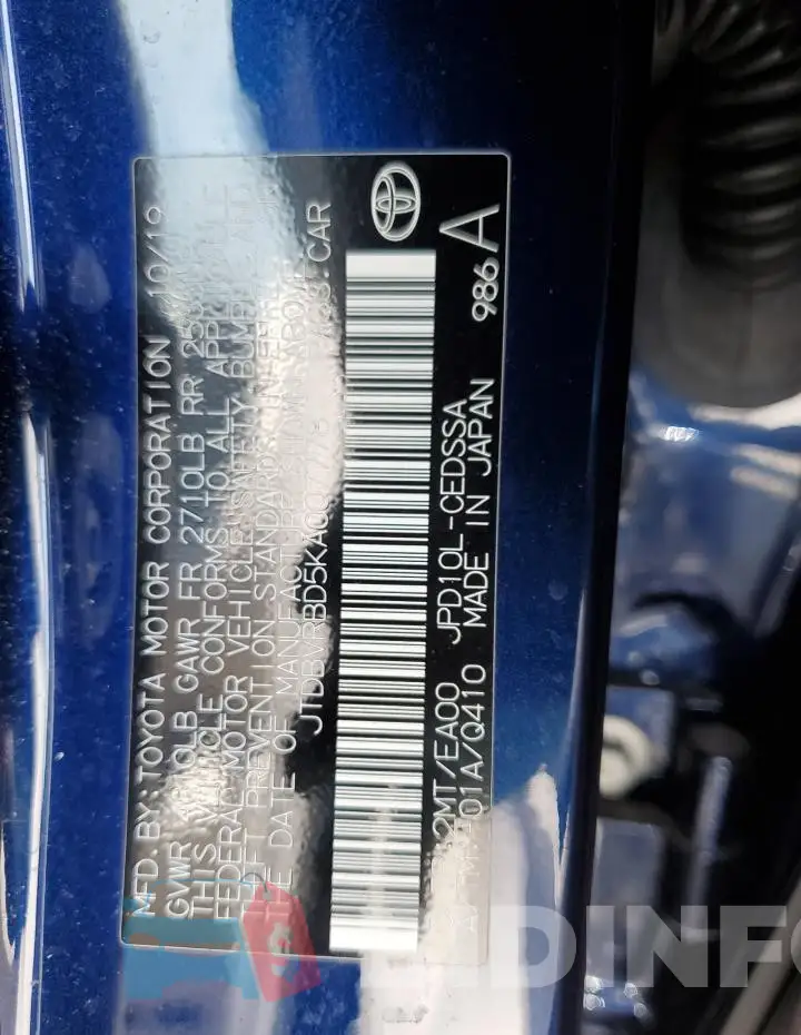 JTDBVRBD5KA007778 Photo# 12