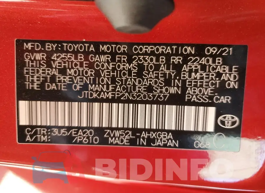 JTDKAMFP2N3203737 Photo# 12