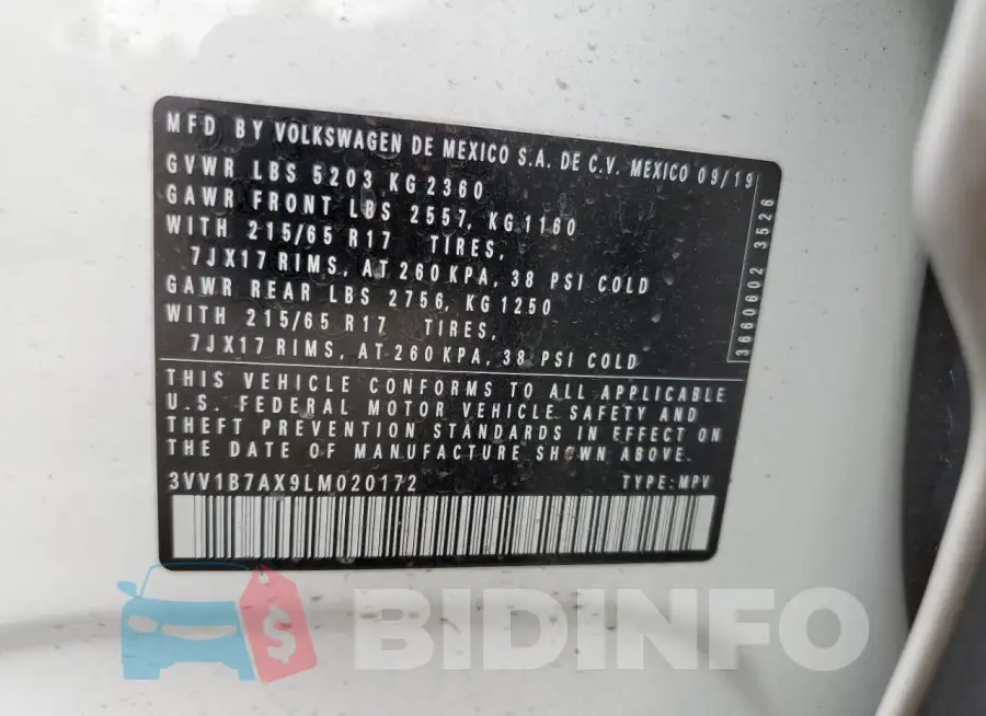 3VV1B7AX9LM020172 Photo# 13