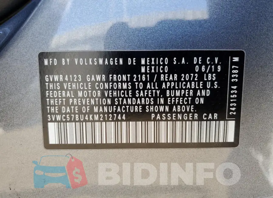 3VWC57BU4KM212744 Photo# 13