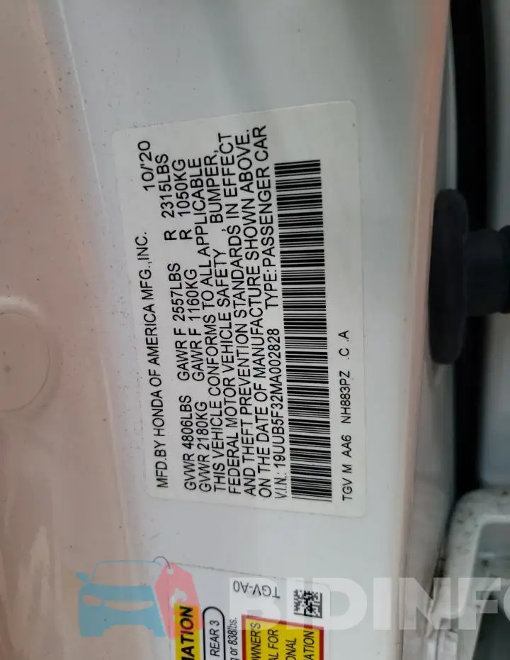 19UUB5F32MA002828 Photo# 13