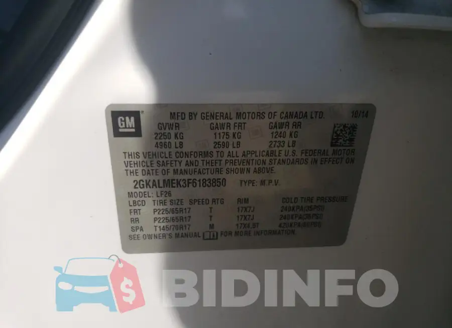 2GKALMEK3F6183850 Photo# 13