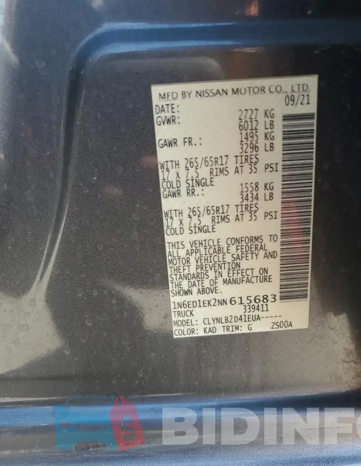 1N6ED1EK2NN615683 Photo# 12