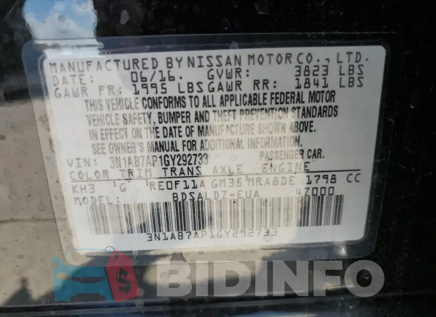 3N1AB7AP1GY292733 Photo# 12