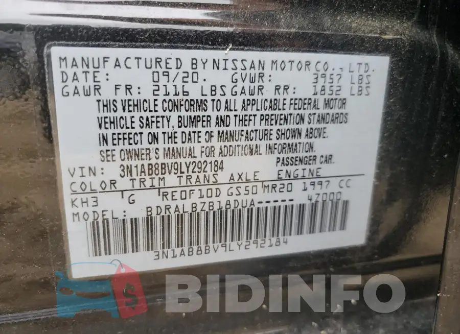 3N1AB8BV9LY292184 Photo# 13