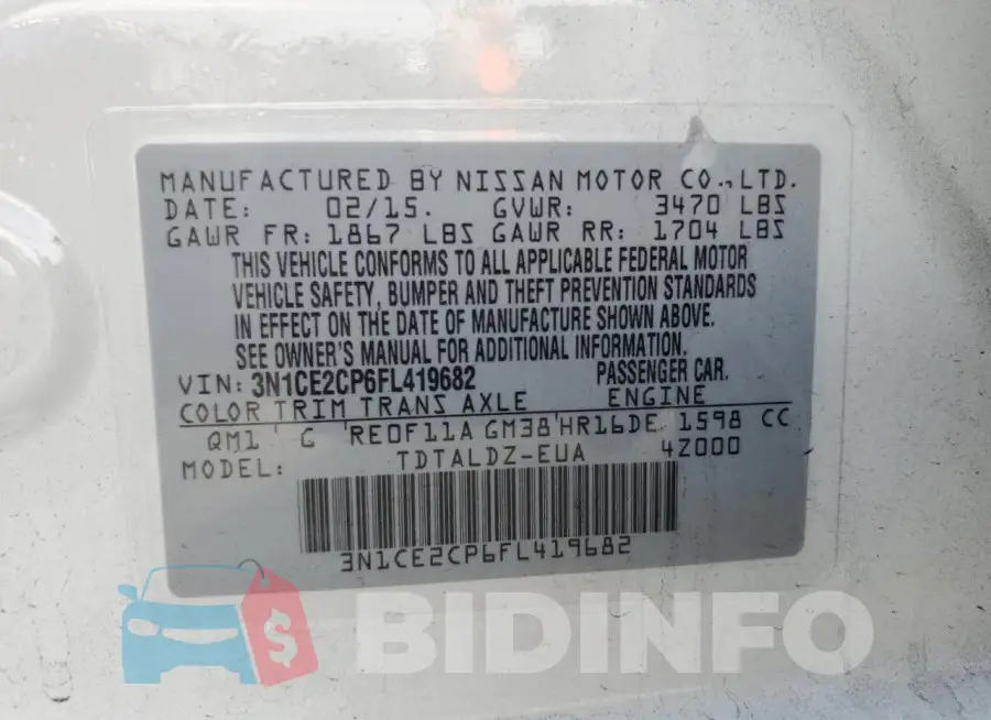 3N1CE2CP6FL419682 Photo# 12