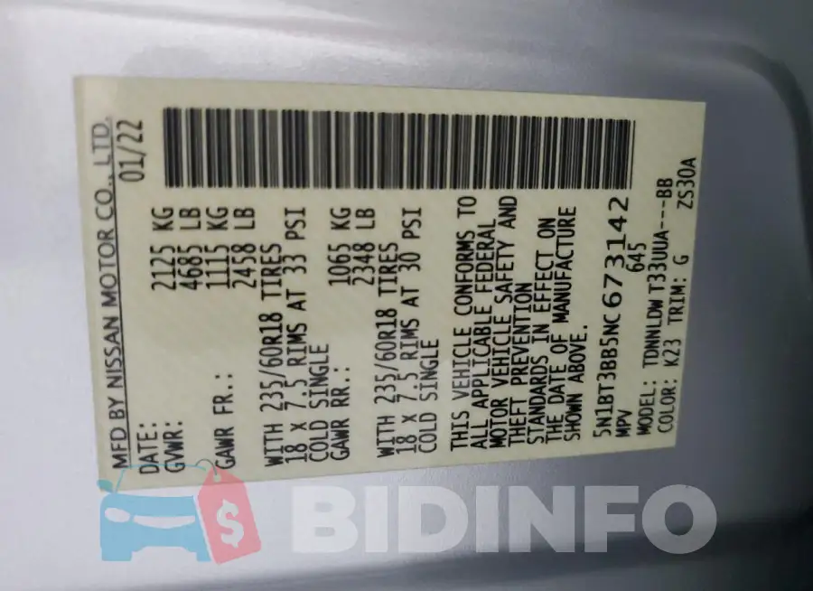 5N1BT3BB5NC673142 Photo# 14