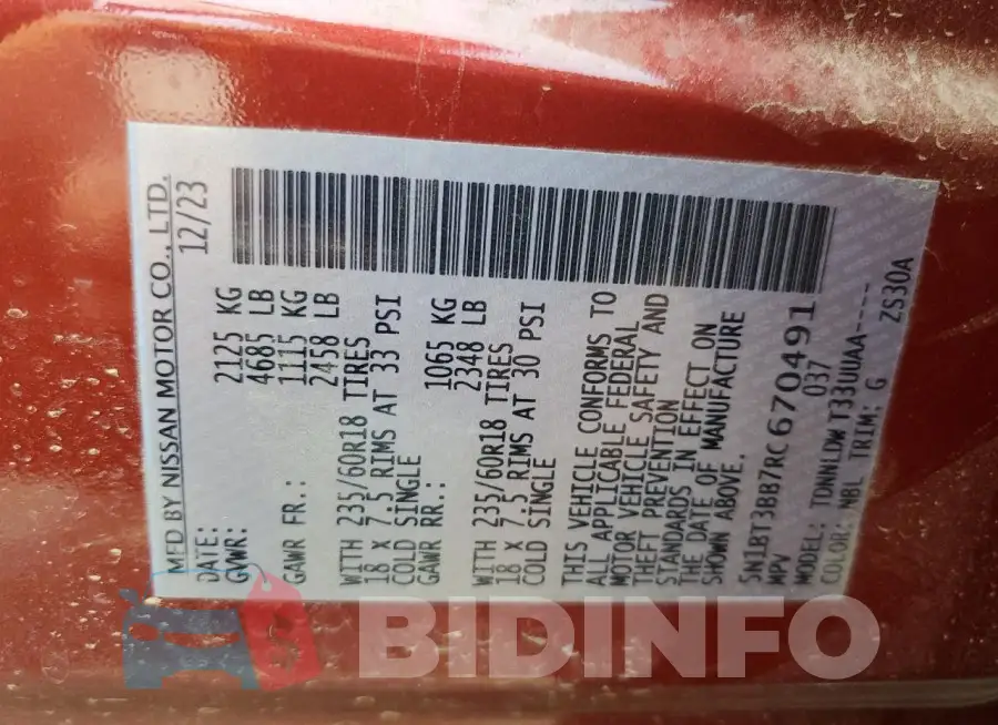 5N1BT3BB7RC670491 Photo# 13