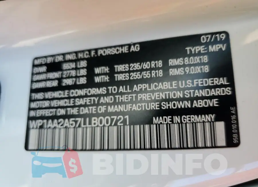 WP1AA2A57LLB00721 Photo# 13