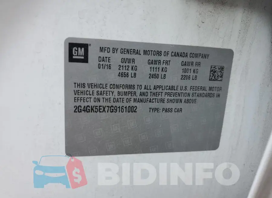 2G4GK5EX7G9161002 Photo# 12