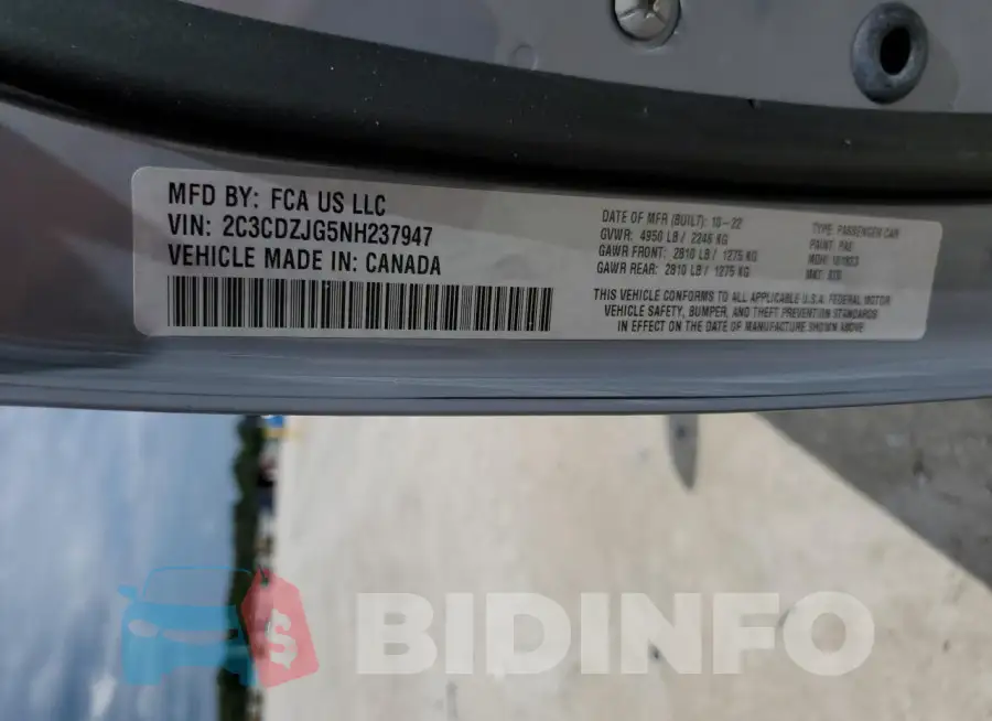 2C3CDZJG5NH237947 Photo# 13