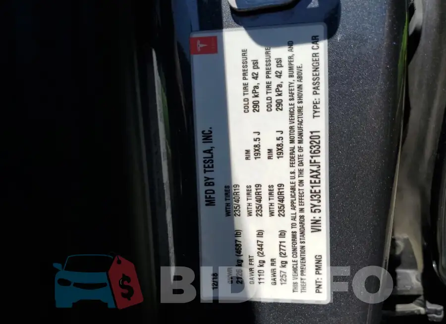 5YJ3E1EAXJF163201 Photo# 13