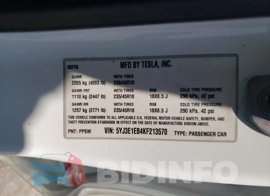 5YJ3E1EB4KF213570 Photo# 12