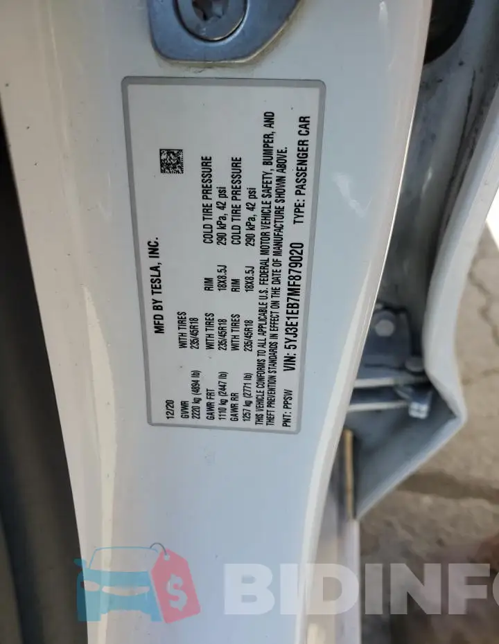 5YJ3E1EB7MF879020 Photo# 13