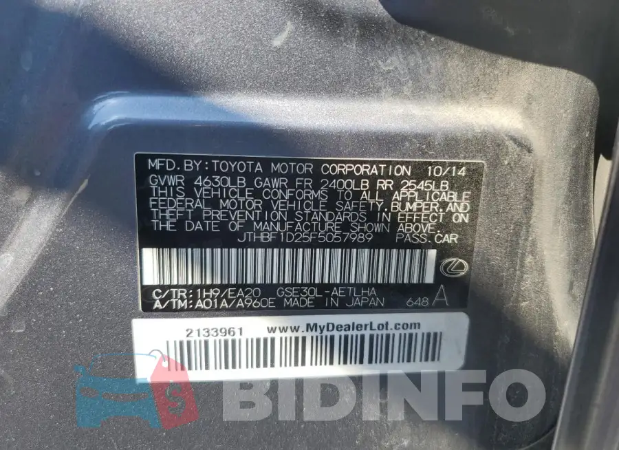 JTHBF1D25F5057989 Photo# 13