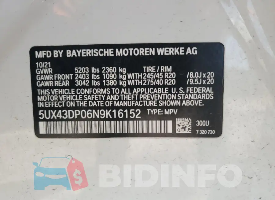 5UX43DP06N9K16152 Photo# 12