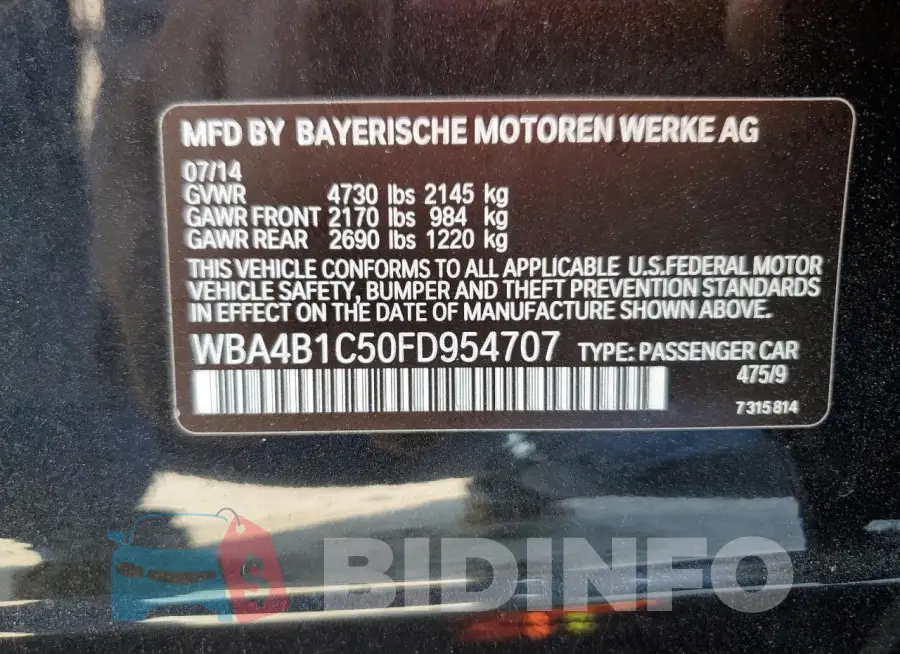 WBA4B1C50FD954707 Photo# 12